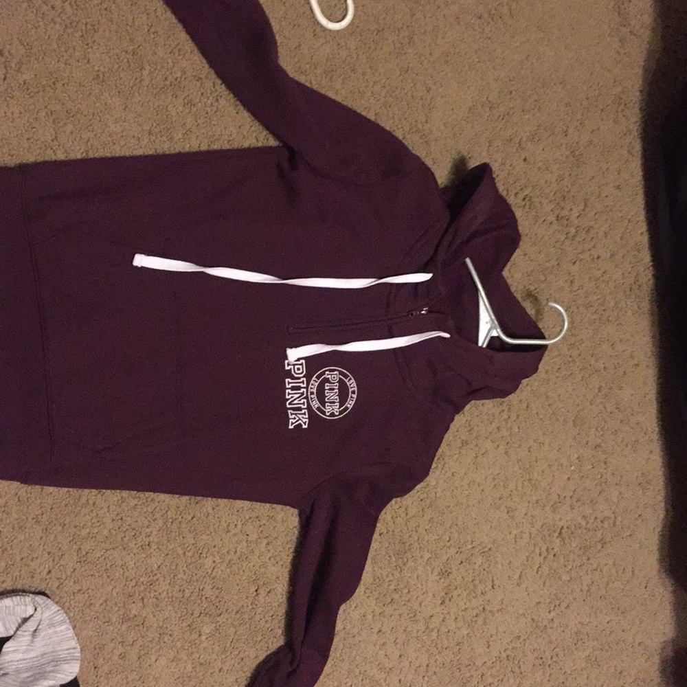 VS PINK quarter zip maroon pullover